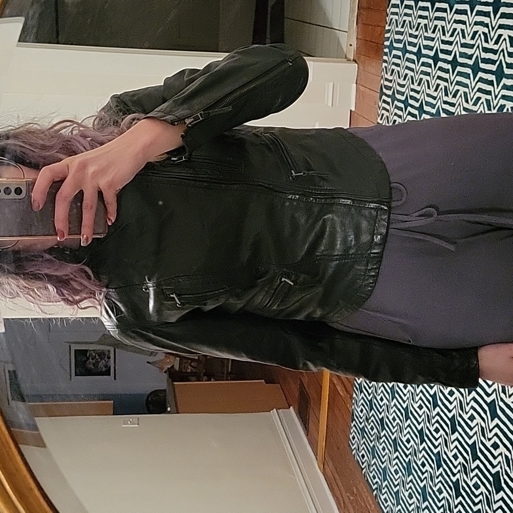 Zara moto cropped leather jacket